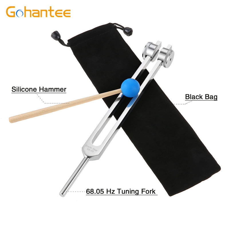 Gohantee 68.05 Hz Tuning Fork with Silicone Hammer and Bag for DNA Repair Healing, Sound therapy, Perfect Healing, Musical Instrument, Balancing, Healers, Vibration