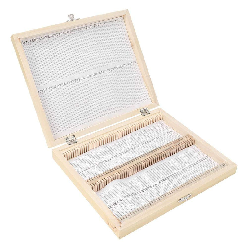 Wooden Slides Storage Box Microscope Slides Large Capacity Up to 100pcs Slices Biology Glass Prepared Microscope Slides Specimens Protect Case 22.8 * 18.8 * 3.5cm