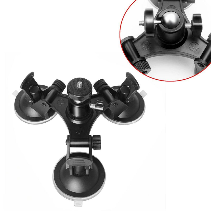 Triple Cup DSLR Camera Suction Mount w/Ball Head Compatible with Nikon Canon Sony DSLR/Camcorder + GoPro Hero 10 9 8 7 6 5 Sony Garmin Xiaomi Yi SJCAM Suction Cup Mount Car Mount Holder Window Mount