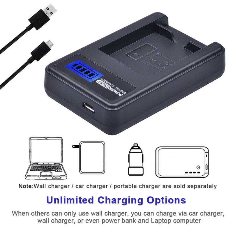 Powertrust 2 Pack NP-BG1 NP-FG1 BG1 Camera Battery and LCD USB Charger For Sony DSC W130 W210 W220 W300 H10 H50 H70 W290 HX7 HX10 HX30 WX10 H55 HX9 T20