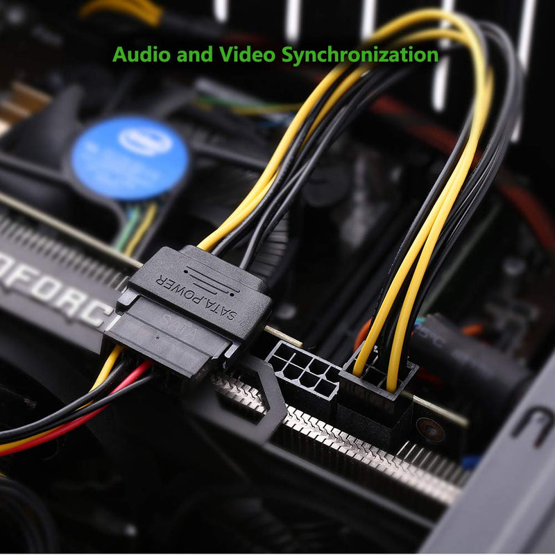 UGREEN Sata Power Cable Sata15 Pin to 6 Pin PCI Express Graphics Video Card Power Cable Adapter 8 Inch