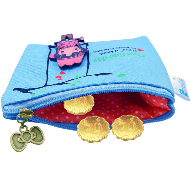Shells Blue Color Soft Multi-functional Key Bag Card Bag Coin Purse USB Cable Bag