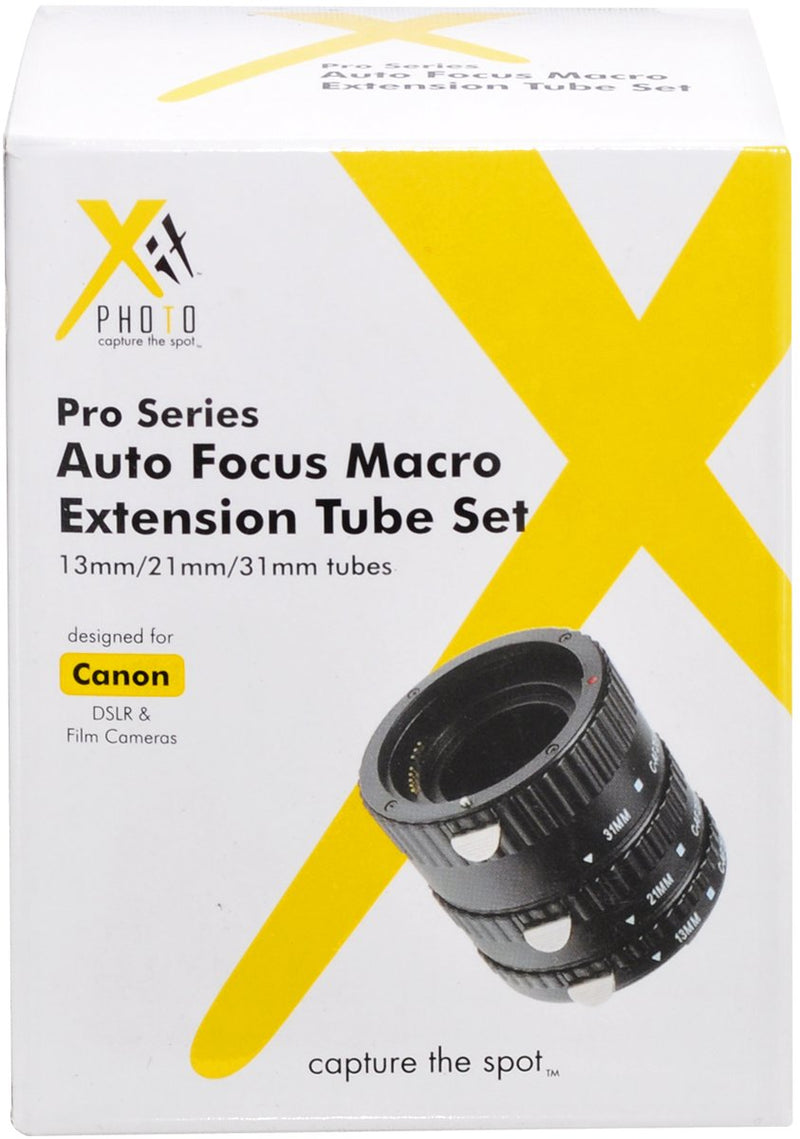 Xit XTETC Auto Focus Macro Extension Tube Set for Canon SLR Cameras (Black)