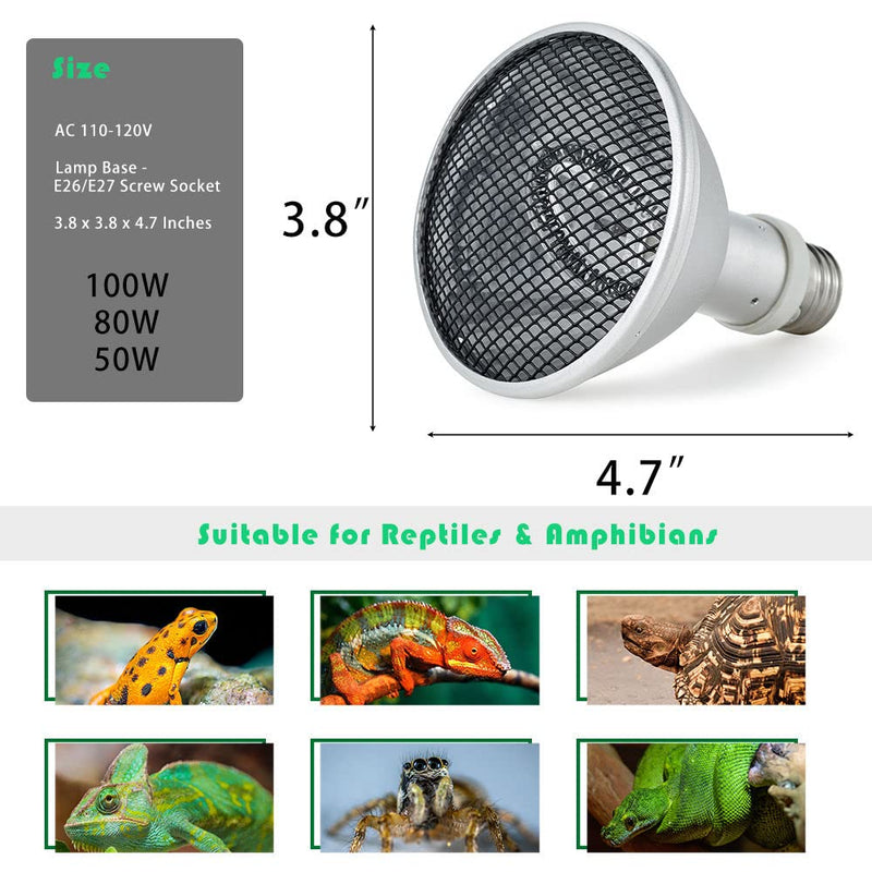 [AUSTRALIA] - Deep Heat Projector Reptile Heat Lamp (50W), Heater for Bearded Dragon & Leopard Gecko, Basking Light for Amphibian Pet 50.0 Watts 