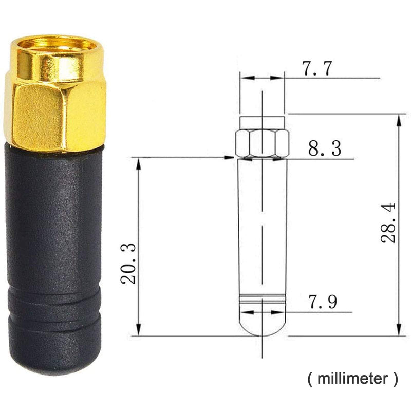 FPV Antenna 2.4GHz Wireless Module Omni Directional Thumb Antenna mmdvm 3cm Long Wireless Network Router Antenna RP SMA Male TX RX Mini RHCP Racing Drone Antenna for Multicopter Pack of 2