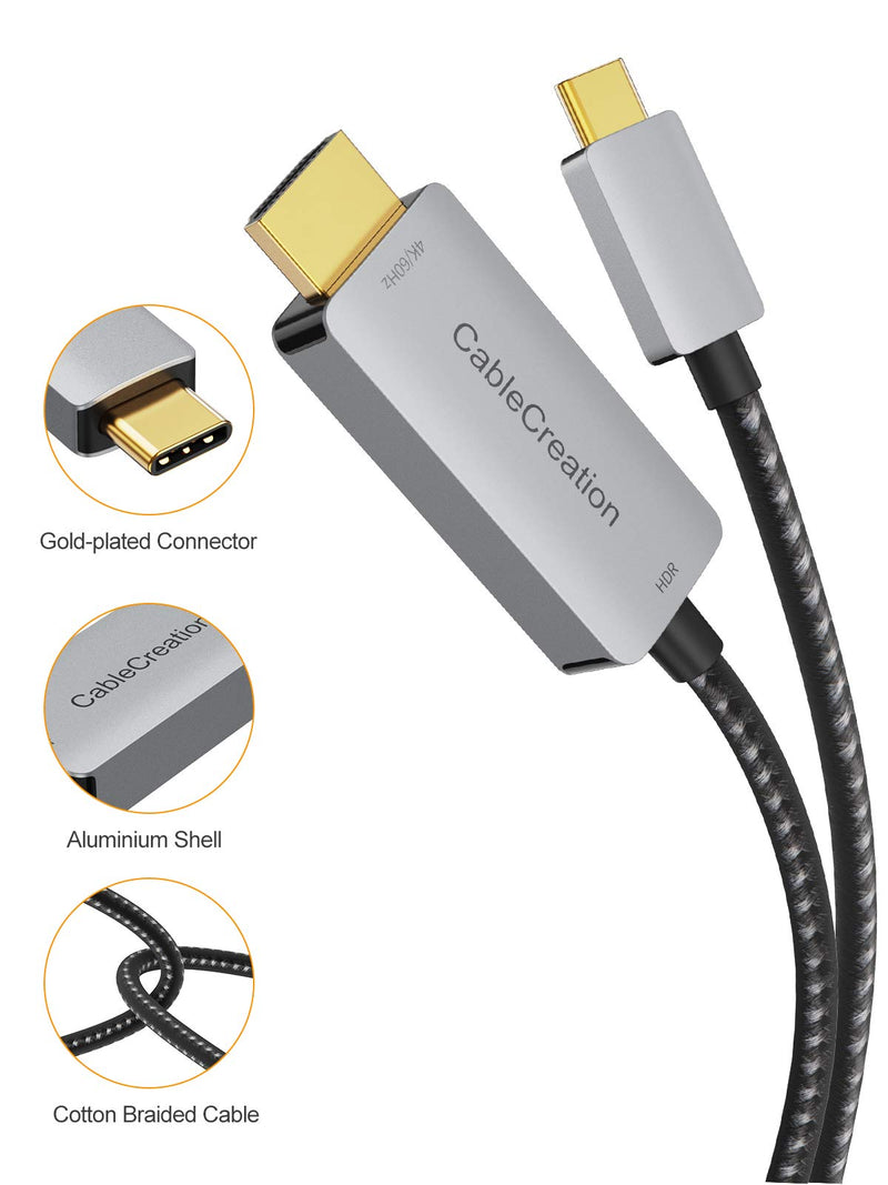 [AUSTRALIA] - USB C to HDMI Cable 3FT HDR 4K@60Hz, 2K@144Hz, 2K@120Hz, CableCreation USB Type C to HDMI Adapter Thunderbolt 3 Compatible for MacBook Pro/Air, iMac, iPad Pro 2020, Galaxy S20 S10/Note 10 and More 3.3FT 