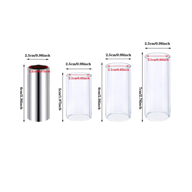 FANGULU 13PCS Guitar Slide Set, Stainless Steel Slide×1PCS, Glass Slide×3PCS, Guitar Picks×5PCS, Finger Picks×4PCS