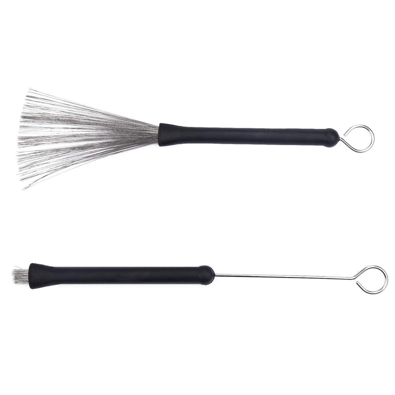 Drum Brushes Retractable Drum Wire Brushes with Comfortable Rubber Handle