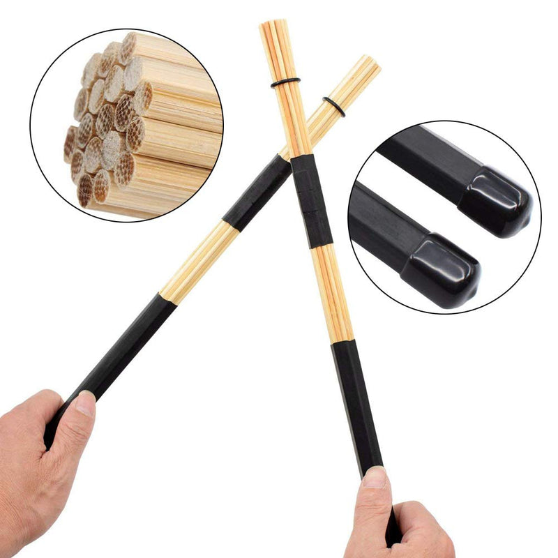 Cooyeah Drum Stick Brush Set, 1 Pair 5A Classic Maple Wood Drum Sticks 1 Pair Retractable Drum Wire Brushes and 1 Pair Rods Drum Brushes for Jazz Folk, Total 3 Pairs with Storage Bag