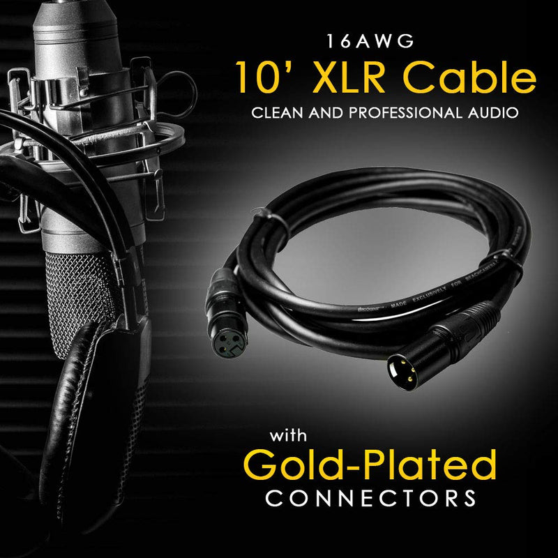 [AUSTRALIA] - Deco Gear XLR 10' Male to XLR Female 16AWG Gold Plated Cable 1-Pack 