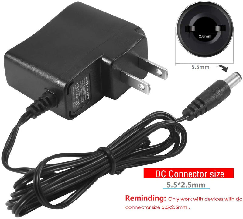 5V 1A DC Power Supply DC 5V Wall Plug Power Adapter with 1.2 Meter Cable,5.5x2.5mm DC Jack for Routers,Camcorder,DVR,Receiver,Camera,Battery Chargers,Converters,Black