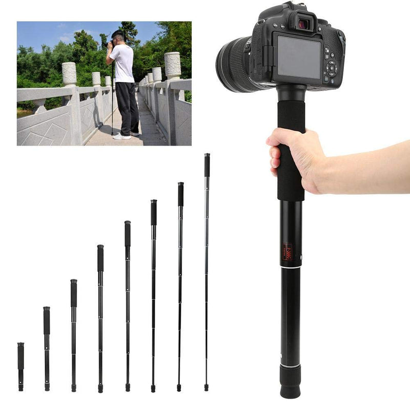 Bewinner1 Portable Monopod 8 Sections Aluminium Alloy Monopod Adjustable Height Maximum Load 5kg, Folding Size is only 28CM for SLR Camera Photography Selfie V-Log (Black2) Black2