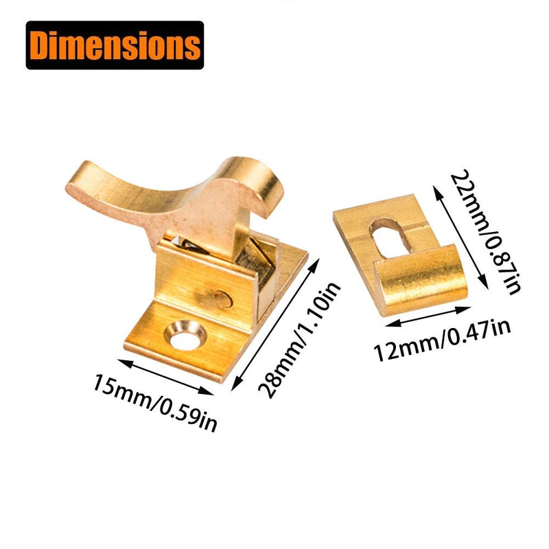 4 Pack Brass Heavy Duty Elbow Latch Window - Cabinet Door Latch for Home/Office/Cabinet Doors &Window Doors，with Mounting Screws 4 Pack