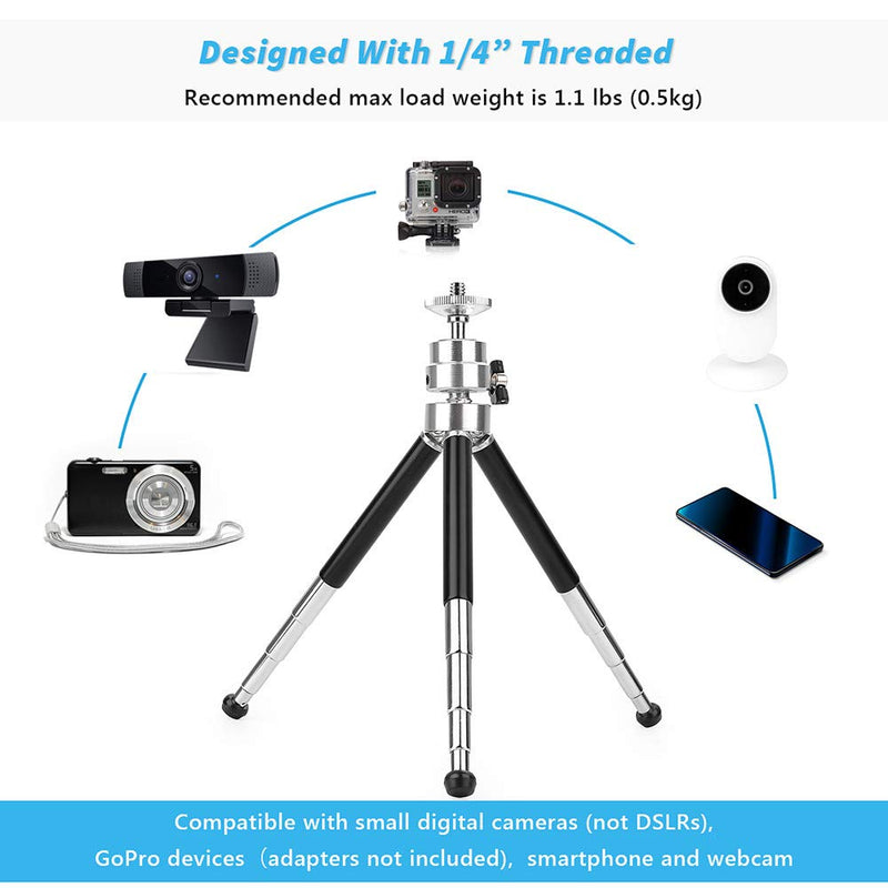 Tripod for Webcam, 9'' Extendable Portable Webcam Phone Tripod Stand with Phone Holder(2rd Generation,Double-Layer, Lightweight Tripod for Cellphone/Webcam/Gopro