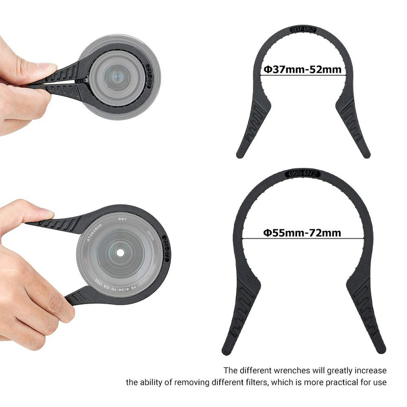 2 Packs Camera Lens Filter Wrench Kit, CPL UV ND Filter Removal Wrench Tool Set, Fit 37mm-52mm 55mm-72mm Lens Thread for Canon Nikon Sony Fujifilm Olympus Panasonic and Other Camera