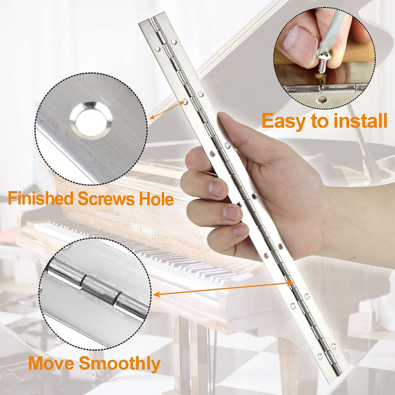 [AUSTRALIA] - 2PCS 16 Inch Sliver Piano Hinges for Cabinet Hinges Heavy Duty 6Inch Continuous Hinges Sliver Stainless Steel 304 Long Hinges Door Hinges (Sliver)) 2pack 16 inch(Sliver) 