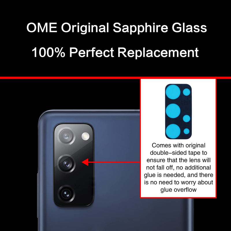 2PCS Galaxy S20 FE Back Rear Camera Lens Glass Replacement, ASDAWN Back Lens Glass for Samsung Galaxy S20 FE 6.5 inches All Carriers with Installation Manual + Repair Tool Set(Black) Black