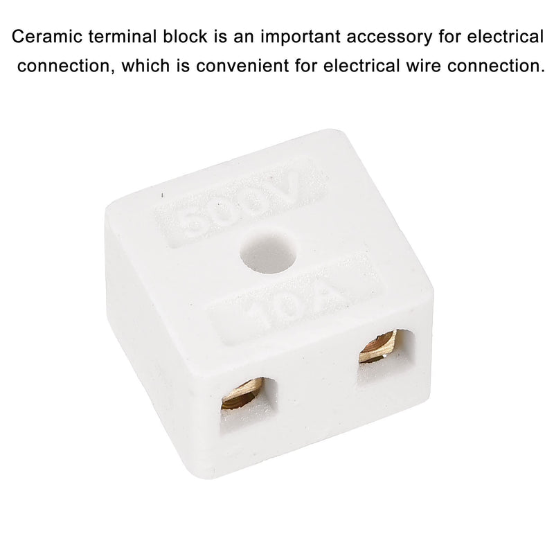 MECCANIXITY Porcelain Ceramic Terminal Block 20pcs 2 Way 5 Hole 3mm High Temperature 2W5H 21.5x19.5x14.2mm for Wire Connector