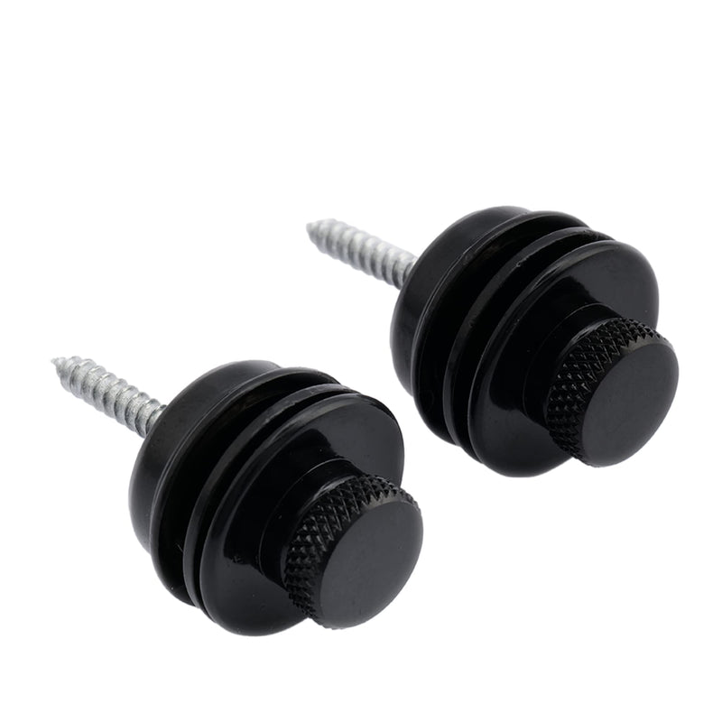 Musiclily Chrome Guitars Big Strap Lock System, Black (Pack of 2)