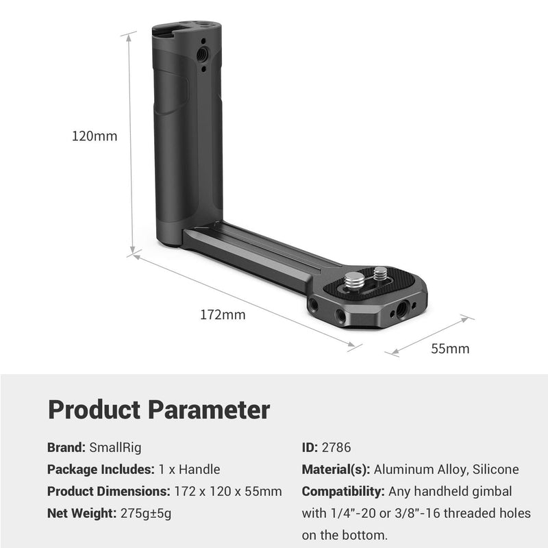 SMALLRIG Aluminum Side Handle Compatible with DJI Ronin-S/SC & ZHIYUN Crane 2S/2/V2 & MOZA Air 2/AirCorss 2 Gimbals - 2786