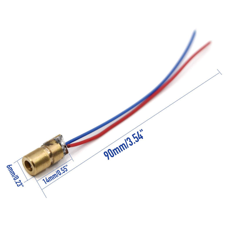 WOWOONE Laser Diode, 30pcs Mini Red Laser Diode Laser, 5V 650nm 5mW, Red Dot Laser Head, with Leads Head Outer Diameter 6mm