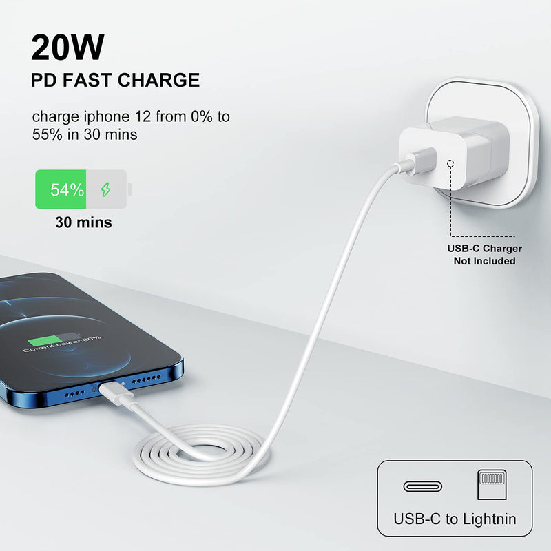 iPhone Fast Charger, [Apple MFi Certified] 20W Wall Charger Block with USB C to Lightning Cable 6ft, USB-C Power Adapter Original for Apple iPhone 12/12 Mini/12 Pro/12 Pro Max/11, iPad Pro,Samsung 20W Wall Charger with USB C to L Cable 6ft