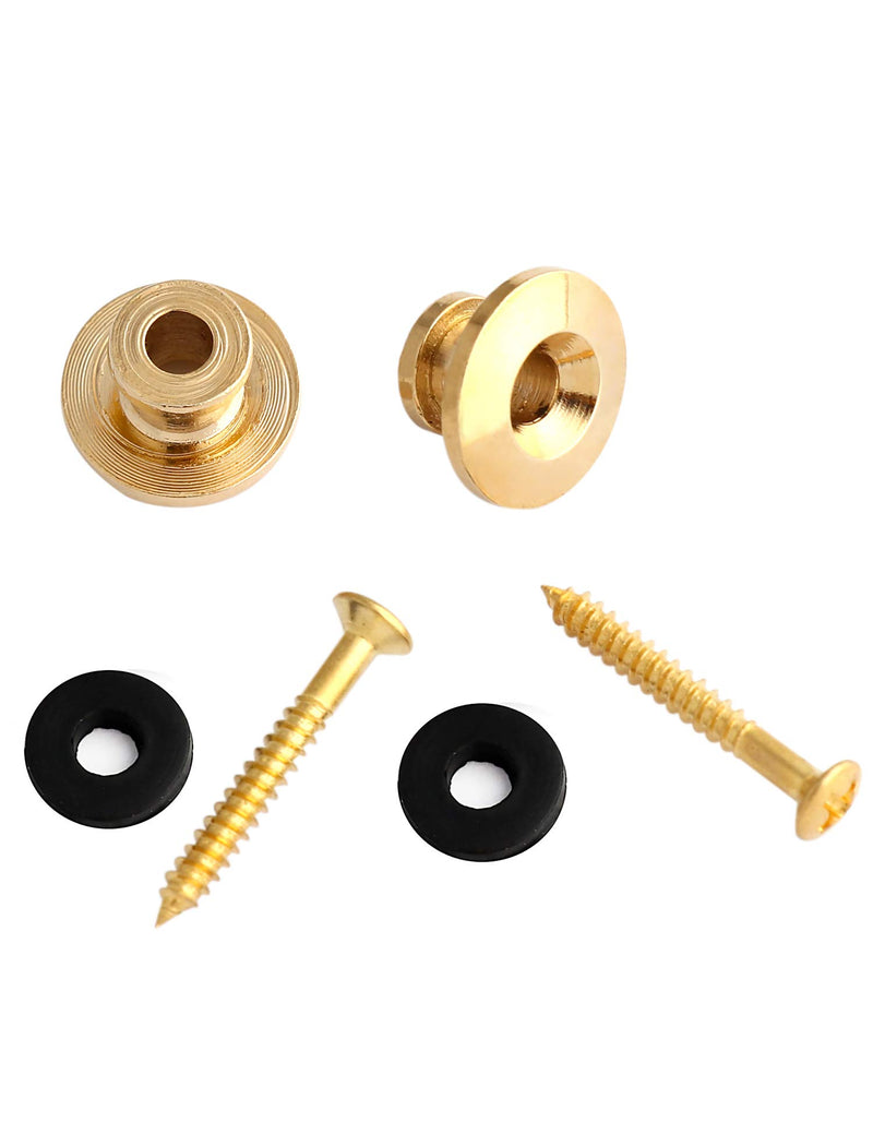 Metallor Guitar Strap Locks and Buttons End Pins with Mounting Screws and Washers for Electric Guitar Bass Acoustic Guitar Ukulele Mandolin Gold.