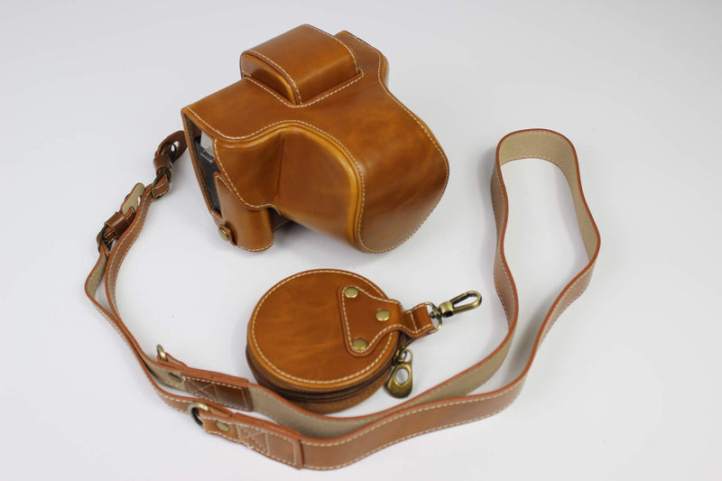 X-T200 Case, BolinUS Handmade PU Leather Fullbody Camera Case Bag Cover for Fujifilm Fuji X-T200 XT200 with 15-45mm Lens Bottom Opening Version + Neck Strap + Mini Storage Bag (Brown) Brown
