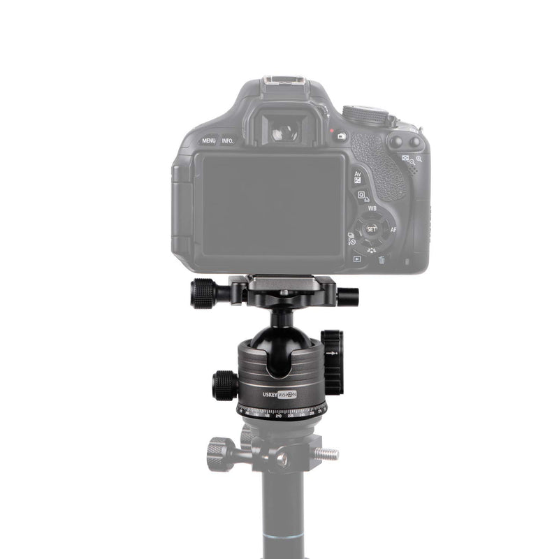 USKEYVISION UVMC-PB1 Gimbal Ball Head Tripod Mount with 1/4 inch Quick Release PlateMirrorless Camera Ballhead Tripod Ball Head 360 Degree Rotating Timelapse Panorama Photography (UVMC-PB1)