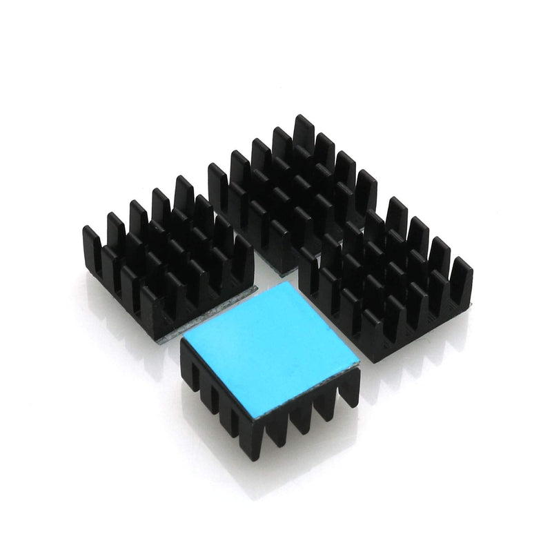 ZZHXSM 14mm Heatsink 4PCS 14 x 14 x 7mm Black Aluminum Heat Sink Radiator Cooler with Thermal Conductive Adhesive Tape Cooling Fin
