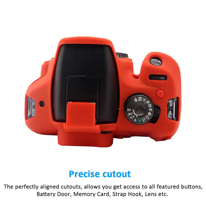 Easy Hood Case for Canon EOS Rebel T6 T7, Anti-Scratch Soft Silicone Protective Cover Protector Skin for Canon EOS 1500D Rebel T7 / EOS 1300D Rebel T6 DSLR Camera (Red) Red