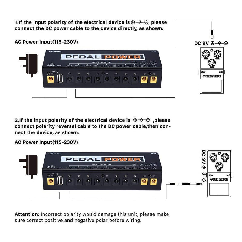 [AUSTRALIA] - Guitar Pedal Power Supply 10 Isolated DC Output for 9V/12V/18V Guitar Bass Effects Pedals with Built-in USB Charging Port for Phone iPhone Pad iPad 10 inputs general 