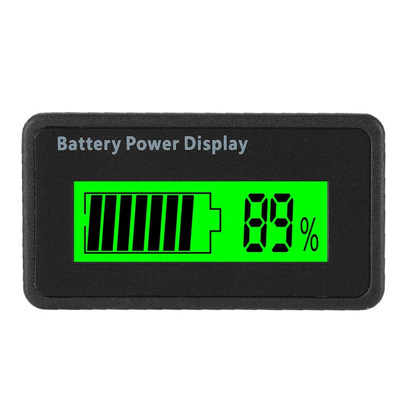 Universal Battery Capacity Indicator Tester Voltmeter with LCD Display, 12-48V Battery Power Display with Reverse Connection Protection(Green) green