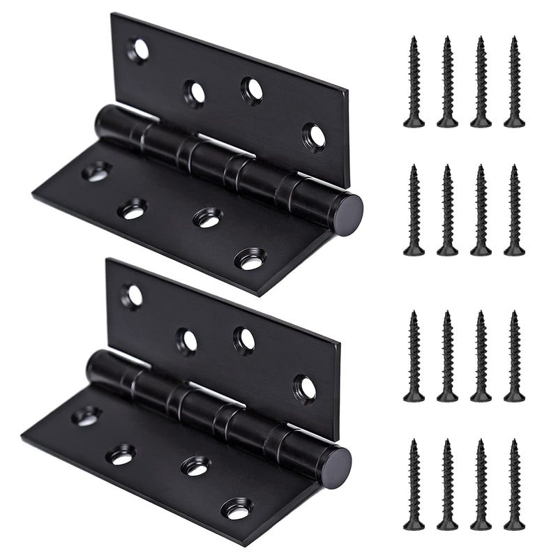 Dluno Heavy Duty Door Hinges 2 Pack Matte Black Door Hinges 4 Inch x 3 Inch Solid Stainless Steel Square Door Hinges Standard Bedroom Interior Door Hinge Hardware Control (Matte Black)