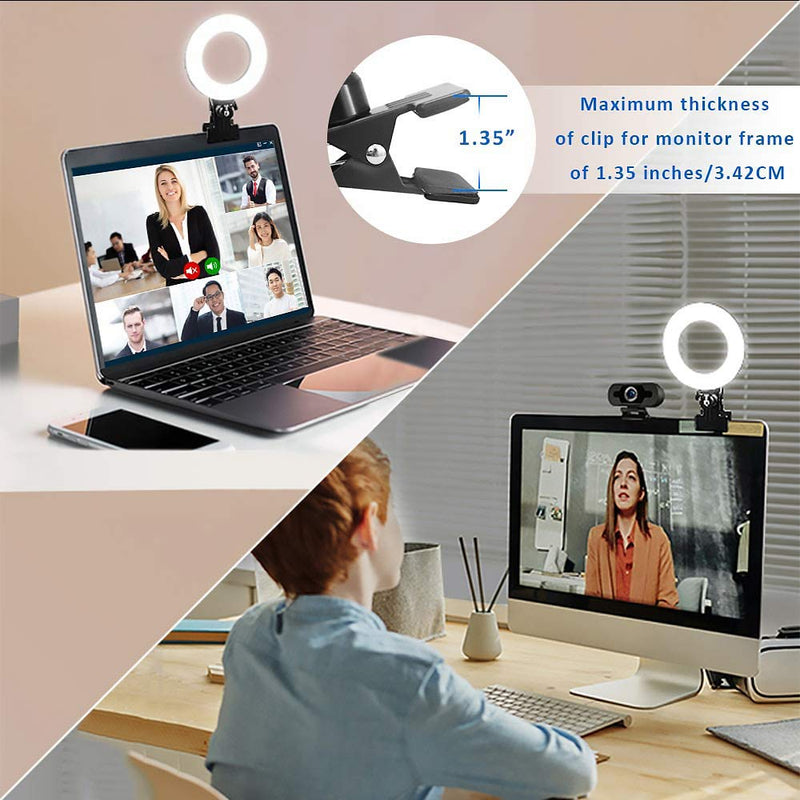 SALTOUSA Video Conference Lighting Kit,6.3 inch Selfie Ring Light,Video Conferencing,Remote Working,Zoom Call Lighting,Self Broadcasting and Live Streaming,YouTube Video,TikTok,Black-A