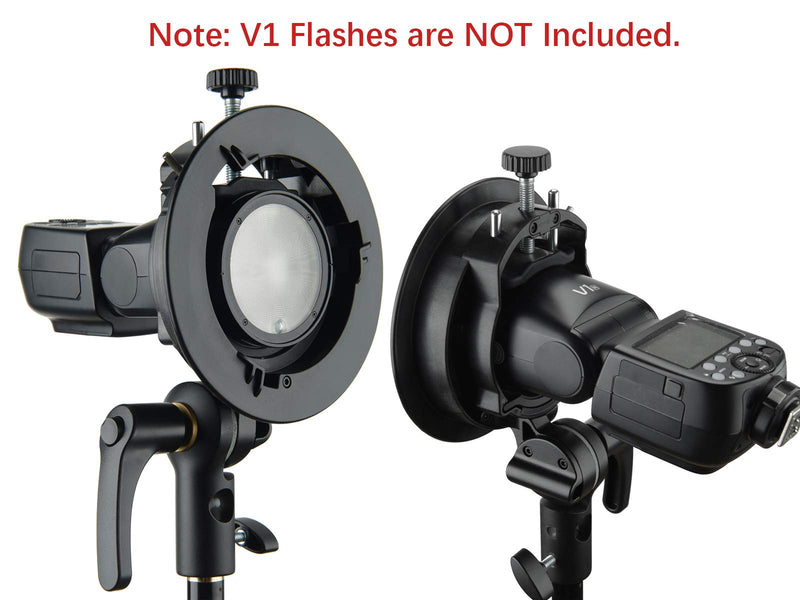 Godox S2 Speedlite S-Type Bracket Bowens Mount Flash Holder for Godox V1 AD200Pro AD400Pro AD200 and Other Flashes, Precise Tilt Control, Large Handle, Integrated Umbrella Mount with Diffuser