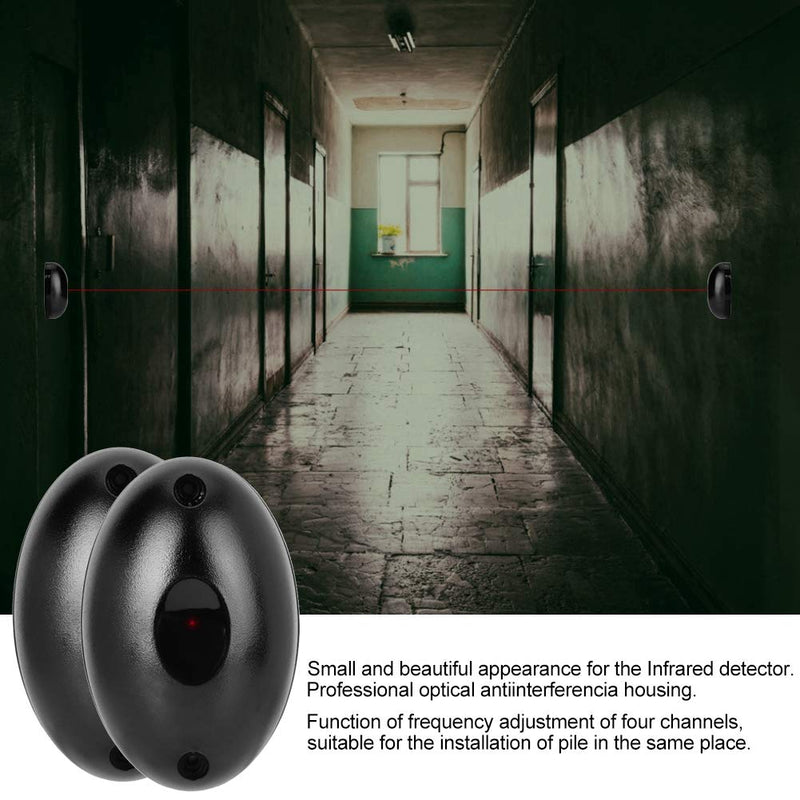 Door Single Beam Alarm Photoelectric PC Material 12V DC Infrared Detector for Home Security System Black