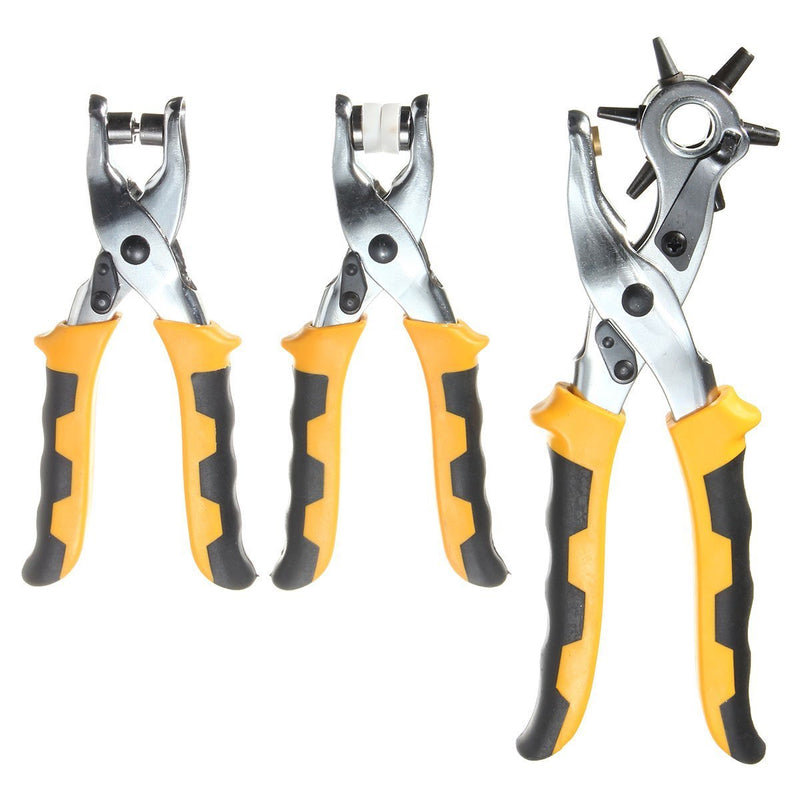 Hole Punch Plier,3pcs Card Leather Belt Hole Punch Eyelet Plier Snap Button Setter Tool Kit