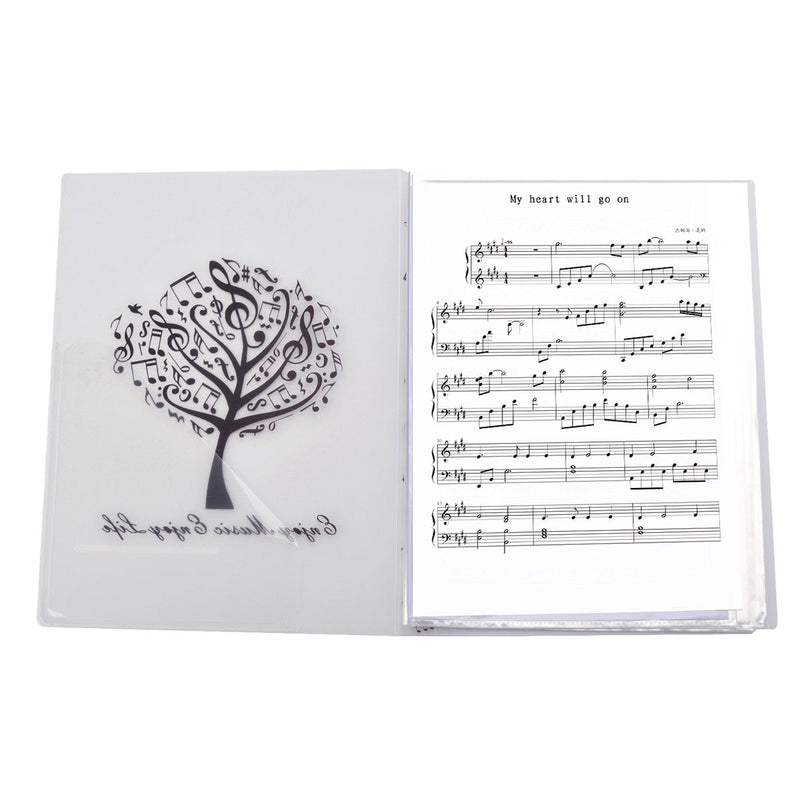 Sheet Music Piano Score Folder - A4 Size 40 Pockets Band Chorus Dedicated Storage Protector[White Tree]