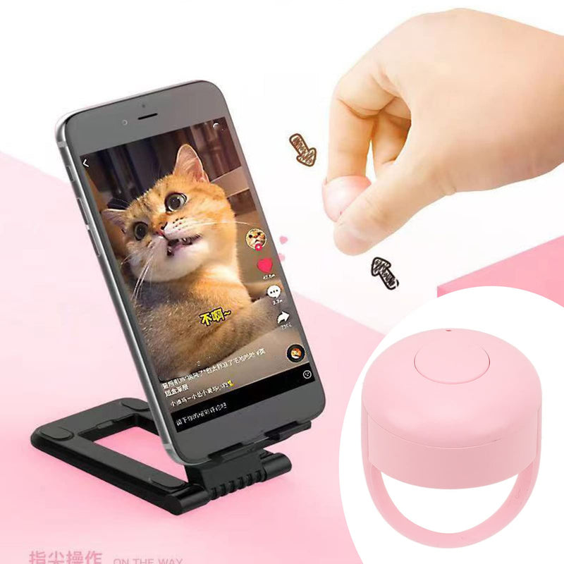 TikTok Remote Control App Page Turner, Wireless TIK Tok Scrolling Ring, Bluetooth Camera Video Recording Remote Shutter, Candy Color Silicone FingerRemote (Pink) Pink