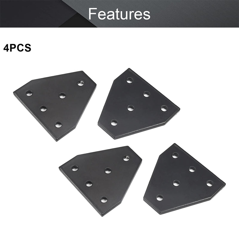 [AUSTRALIA] - MroMax 5 Pcs Aluminum Alloy Outside Joining Plate 2.36" x 2.36" x 0.16" (L x W x T) with 5Hole Joint Bracket Black 