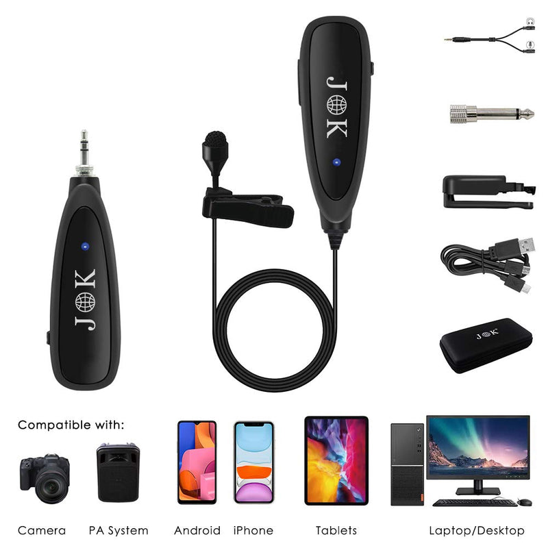 [AUSTRALIA] - JK MIC-J 044 Wireless Lavalier Microphone Compatible with iPhone, iPad, Android Phone, Laptop, Computer, Camera, Voice Amplifier, 2.4G Wireless Clip-on Lapel Micropone 
