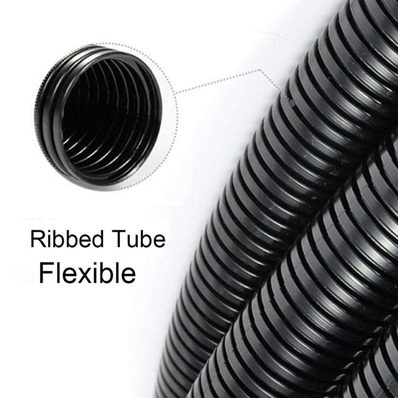 ZhiYo 20FT 1” Wire Loom Split Tubing Auto Wire Conduit Flexible Cover 20FT 1” Black