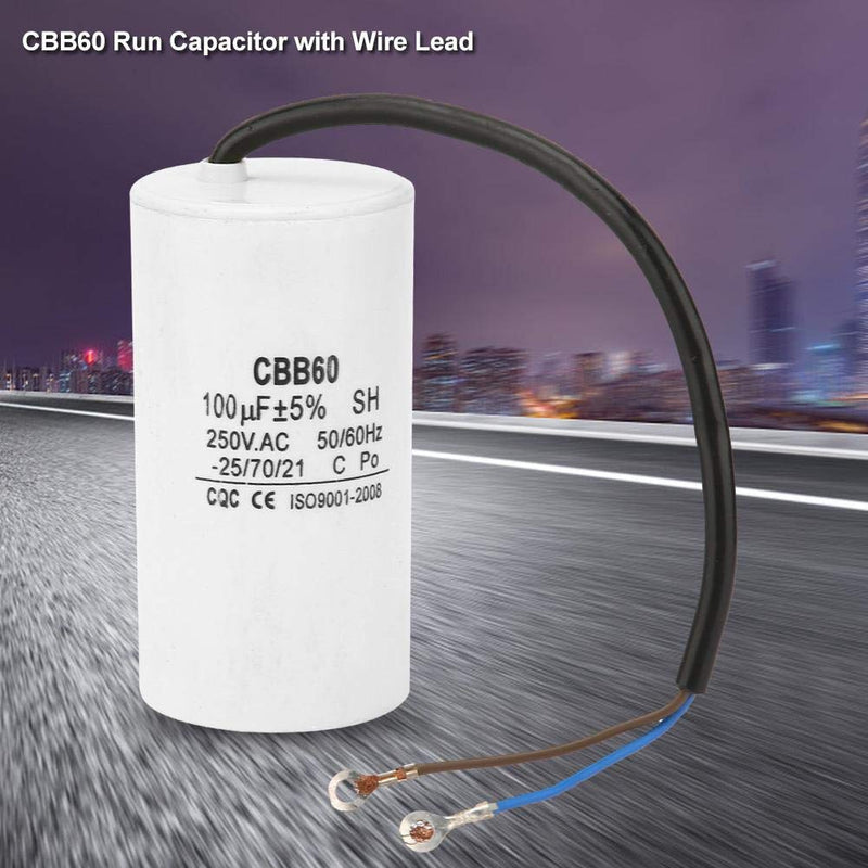 CBB60 Capacitor 100uf Plastic Run Capacitor Motor Capacitor 250V AC 50/60Hz for Air Compressor, Compressors, Pump and Motors