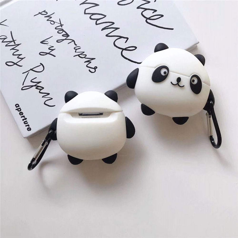 TOUBN Case Compatible with Airpods 1/2, 3D Character Cute Short Legs Smiling Fat Panda Design Silicone Carrying Earphone Protector, Scratch Resistant Waterproof Seamless Fit Protective Earbuds Case Airpods 1, 2