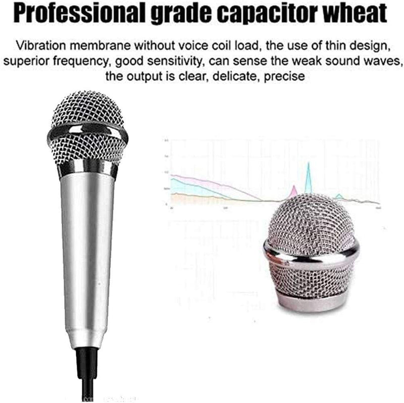 [AUSTRALIA] - Mini Microphone Mini Portable Vocal/Musical Instrument Microphone Mobile Notebook Computer Notebook Apple iPhone Samsung Android (with Stand) Silver 