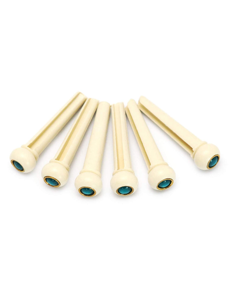 Metallor Acoustic Guitar Bridge Pins String Pegs Plastic Steel End Pins with 4mm Abalone Dot Guitar Parts Pack of 6 Pieces. Muddy Grey-Emerald