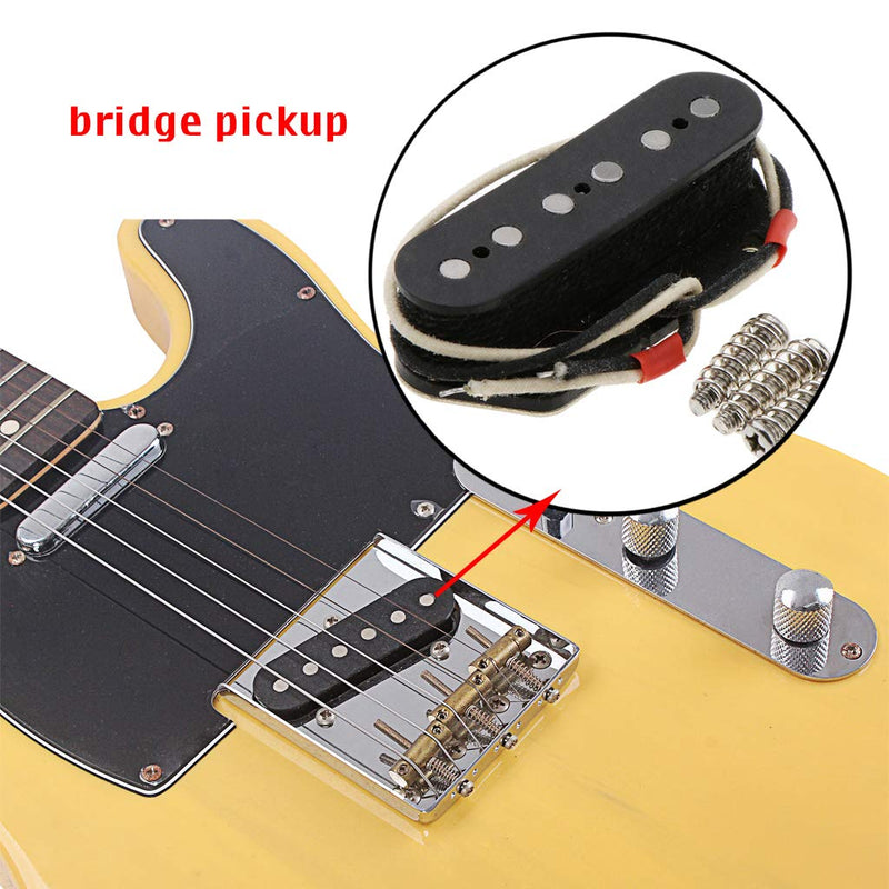 Alnicov Guitar Pickup Alnico V Single Coil Bridge Position with Wooden Box, Springs and mounting Screws for Electric Guitars - Black (Excellent Sounds)