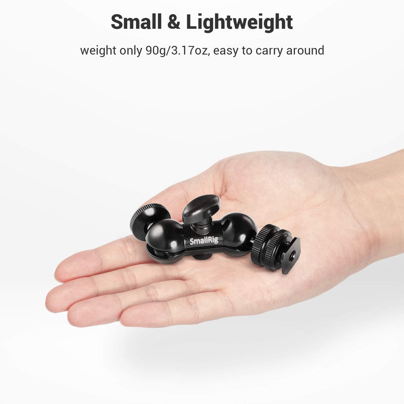 SMALLRIG Cool Ballhead Multi-Function Double Ballhead with Shoe Mount & 1/4" Screw for Monitors Led Light - 1135