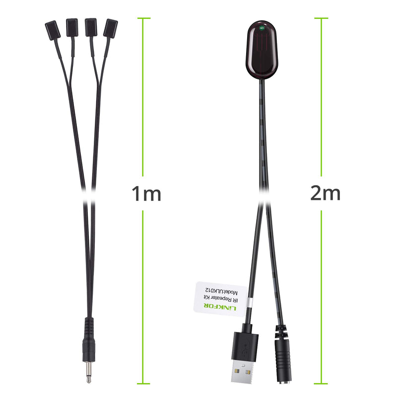 LiNKFOR IR Repeater IR Extender Infrared Remote Extender Repeater 1 Receiver 4 Emitters Control Kit Hidden Infrared Remote System for Satellite TV Receiver DVD Player Blu-ray Player